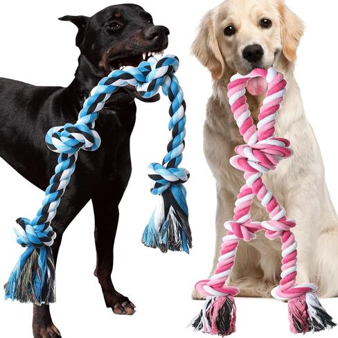 Rope Toy for Dogs, 2 Pack Large Dog Rope Toys for Aggressive Chewers, Heavy Duty Dog Toys for Large Medium Breed, Indestructible Tough Rope Chew Toys Tug of War Dog Toy Teeth Cleaning in Kuwait