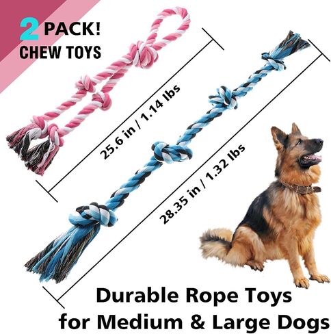 Rope Toy for Dogs, 2 Pack Large Dog Rope Toys for Aggressive Chewers, Heavy Duty Dog Toys for Large Medium Breed, Indestructible Tough Rope Chew Toys Tug of War Dog Toy Teeth Cleaning in Kuwait