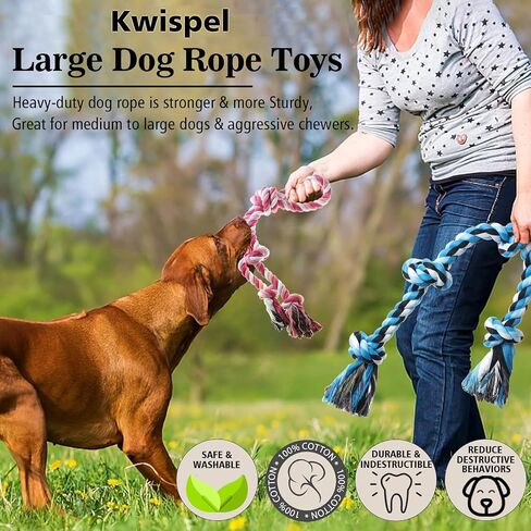 Rope Toy for Dogs, 2 Pack Large Dog Rope Toys for Aggressive Chewers, Heavy Duty Dog Toys for Large Medium Breed, Indestructible Tough Rope Chew Toys Tug of War Dog Toy Teeth Cleaning in Kuwait