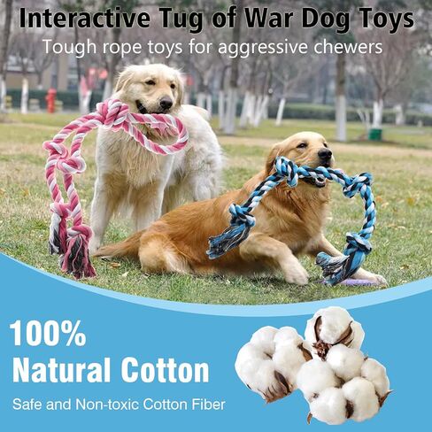 Rope Toy for Dogs, 2 Pack Large Dog Rope Toys for Aggressive Chewers, Heavy Duty Dog Toys for Large Medium Breed, Indestructible Tough Rope Chew Toys Tug of War Dog Toy Teeth Cleaning in Kuwait