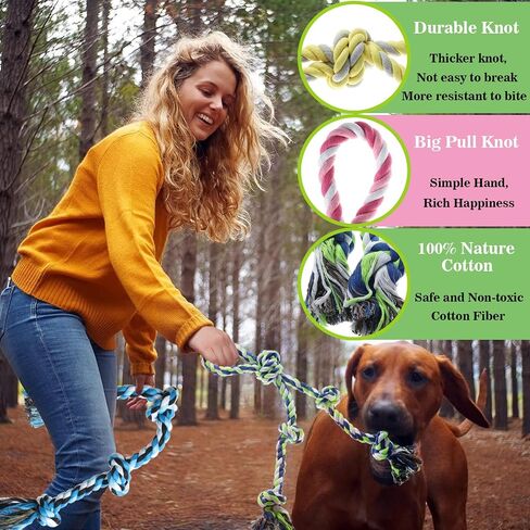 Rope Toy for Dogs, 2 Pack Large Dog Rope Toys for Aggressive Chewers, Heavy Duty Dog Toys for Large Medium Breed, Indestructible Tough Rope Chew Toys Tug of War Dog Toy Teeth Cleaning in Kuwait
