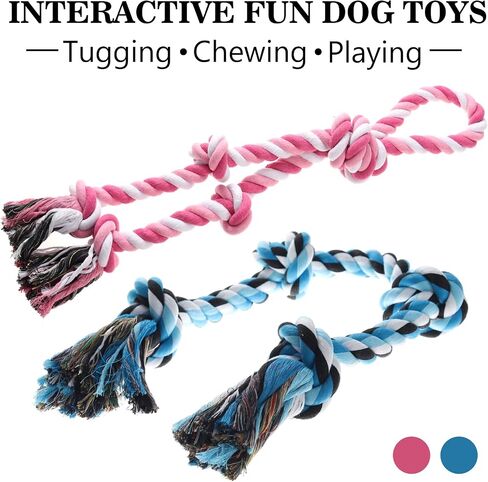 Rope Toy for Dogs, 2 Pack Large Dog Rope Toys for Aggressive Chewers, Heavy Duty Dog Toys for Large Medium Breed, Indestructible Tough Rope Chew Toys Tug of War Dog Toy Teeth Cleaning in Kuwait