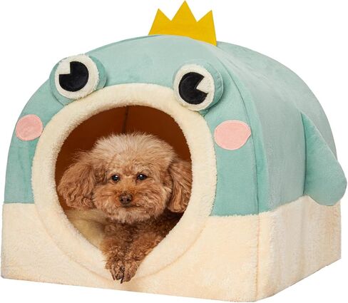 Jiupety Cat Beds for Indoor Cats, Cute Cat House for Cats and Puppy, Cat Cave Bed with Removable Cushion, Large Cat Bed Cat Hideaway Cat Tent, 2-in-1 Pink Cat Bed, L(19" × 19" × 19"), Rainbow. in Saudi Arabia