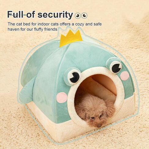 Jiupety Cat Beds for Indoor Cats, Cute Cat House for Cats and Puppy, Cat Cave Bed with Removable Cushion, Large Cat Bed Cat Hideaway Cat Tent, 2-in-1 Pink Cat Bed, L(19" × 19" × 19"), Rainbow. in Saudi Arabia