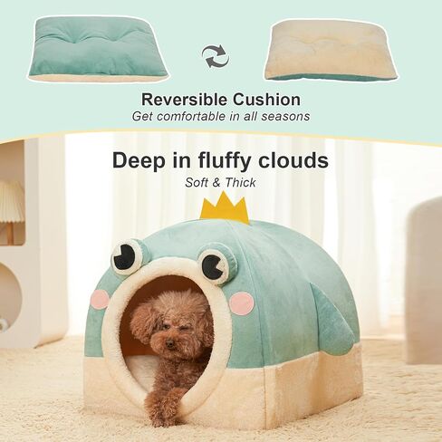 Jiupety Cat Beds for Indoor Cats, Cute Cat House for Cats and Puppy, Cat Cave Bed with Removable Cushion, Large Cat Bed Cat Hideaway Cat Tent, 2-in-1 Pink Cat Bed, L(19" × 19" × 19"), Rainbow. in Saudi Arabia