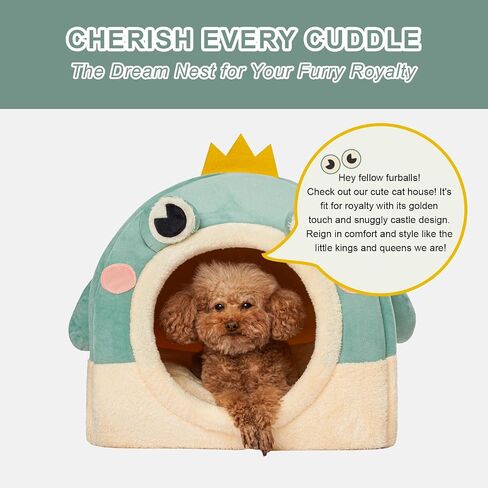 Jiupety Cat Beds for Indoor Cats, Cute Cat House for Cats and Puppy, Cat Cave Bed with Removable Cushion, Large Cat Bed Cat Hideaway Cat Tent, 2-in-1 Pink Cat Bed, L(19" × 19" × 19"), Rainbow. in Saudi Arabia