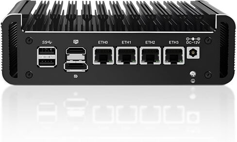 Firewall Micro Appliance, 4 Port i226 2.5GbE LAN Fanless Mini PC N100,16GB DDR5 256GB NVMe,4* USB, HDMI, DP, Ethernet AES-NI VPN Router PC, Openwrt in Saudi Arabia