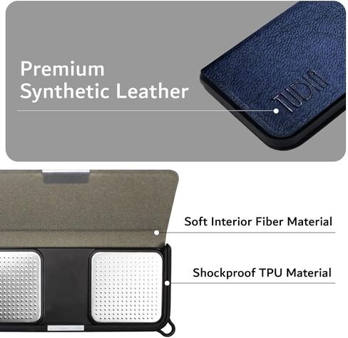 TUDIA Travel Case Compatible for KardiaMobile EKG Monitor, Premium Leather Magnetic Closure with Key Holder Protective Carrying Case Designed for KardiaMobile - Blue in Kuwait