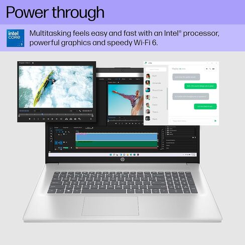 كمبيوتر محمول HP مقاس 17.3 بوصة، شاشة HD+، Intel Core 3 100U، ذاكرة الوصول العشوائي 8 جيجابايت، 256 جيجابايت SSD، Intel Graphics، Windows 11 Home، 17-cn4010nr (2024) in Saudi Arabia