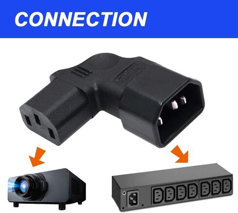 IEC C14 to C13 Power Adapter, Left Angle/Right Angle IEC 320 C14 Male to IEC 320 C13 Female Power Plug for LCD Wall Mount TV (2 Pack) in Kuwait