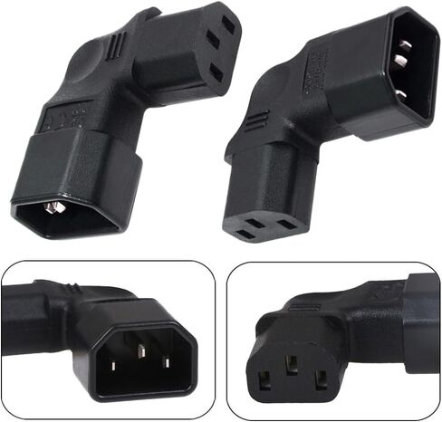 IEC C14 to C13 Power Adapter, Left Angle/Right Angle IEC 320 C14 Male to IEC 320 C13 Female Power Plug for LCD Wall Mount TV (2 Pack) in Kuwait