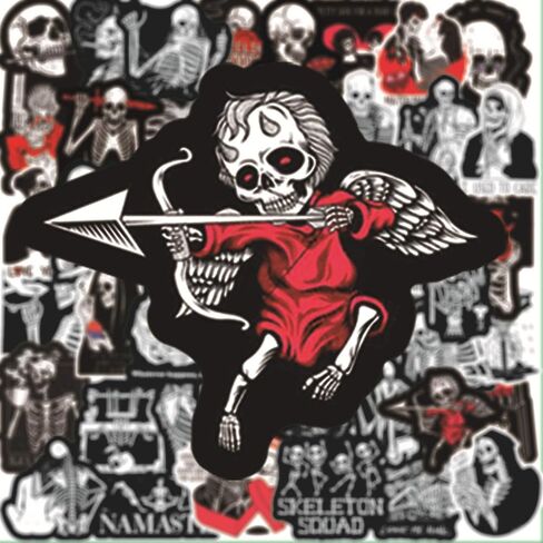 100Pcs Gothic Skull Stickers for Water Bottle,Skeleton Vinyl Waterproof Bulk Stickers for Laptop,Skateboard,Hydro Flask,Water Bottles,Computer,Phone,Trunk, Cool and Fun Stickers for Teens and Adults in Saudi Arabia