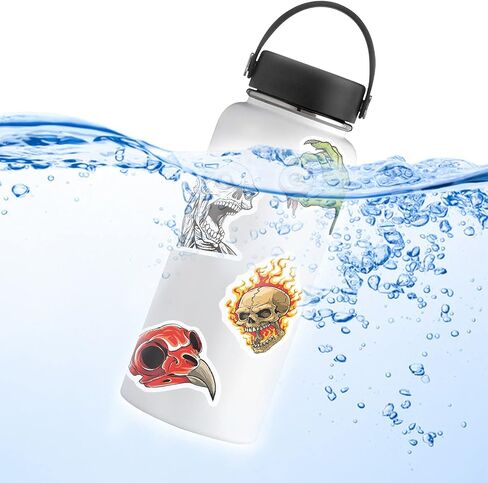 100Pcs Gothic Skull Stickers for Water Bottle,Skeleton Vinyl Waterproof Bulk Stickers for Laptop,Skateboard,Hydro Flask,Water Bottles,Computer,Phone,Trunk, Cool and Fun Stickers for Teens and Adults in Saudi Arabia