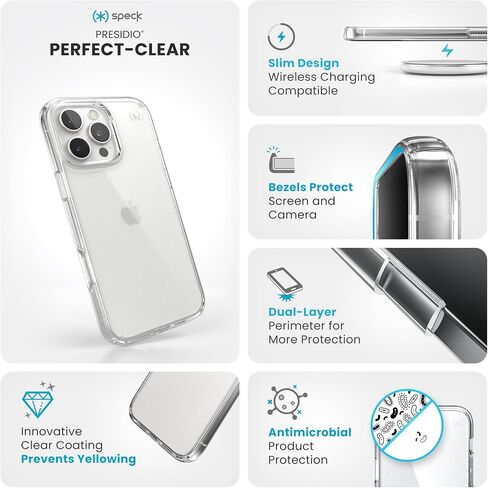 Speck Clear iPhone 16 Pro Max Case - Slim Presidio Perfect Clear in Saudi Arabia