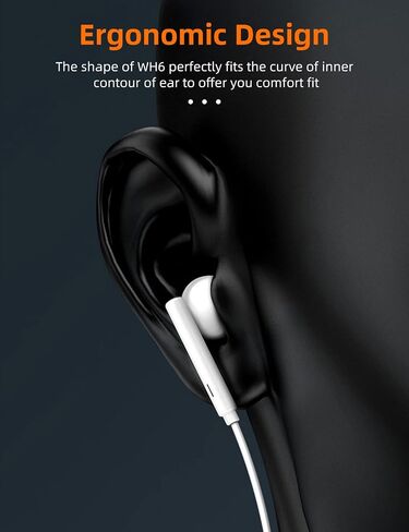 MAS CARNEY Wired Headphones Earbuds with Microphone WH6, in-Ear Wired Earphones Compatible with Samsung Huawei Vivo Oppo Mi Redmi Lenovo, White in Saudi Arabia