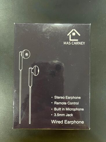 MAS CARNEY Wired Headphones Earbuds with Microphone WH6, in-Ear Wired Earphones Compatible with Samsung Huawei Vivo Oppo Mi Redmi Lenovo, White in Saudi Arabia