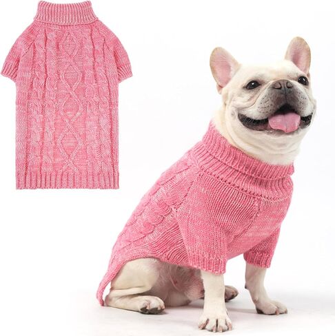 KOOLTAIL Thermal Knitted Dog Sweater for Small Medium Large Dogs, Turtleneck Cable Knit Doggy Winter Coat Warm Clothes Sweatshirt Outfits for Cold Weather,Pullover Pet Jumper for Puppy Cats Navy XL in Kuwait