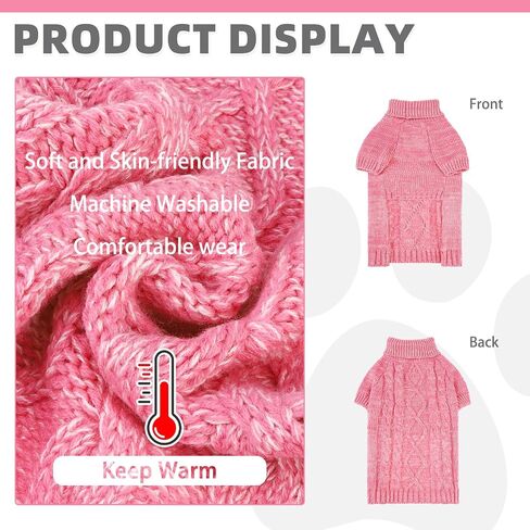 KOOLTAIL Thermal Knitted Dog Sweater for Small Medium Large Dogs, Turtleneck Cable Knit Doggy Winter Coat Warm Clothes Sweatshirt Outfits for Cold Weather,Pullover Pet Jumper for Puppy Cats Navy XL in Kuwait