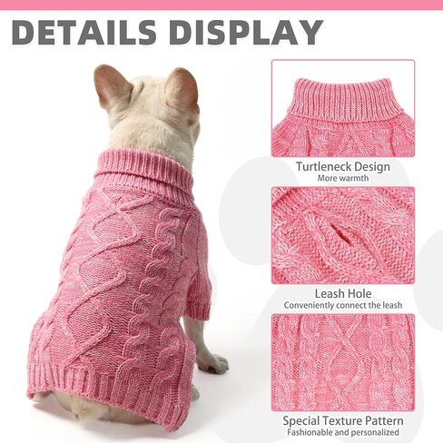 KOOLTAIL Thermal Knitted Dog Sweater for Small Medium Large Dogs, Turtleneck Cable Knit Doggy Winter Coat Warm Clothes Sweatshirt Outfits for Cold Weather,Pullover Pet Jumper for Puppy Cats Navy XL in Kuwait