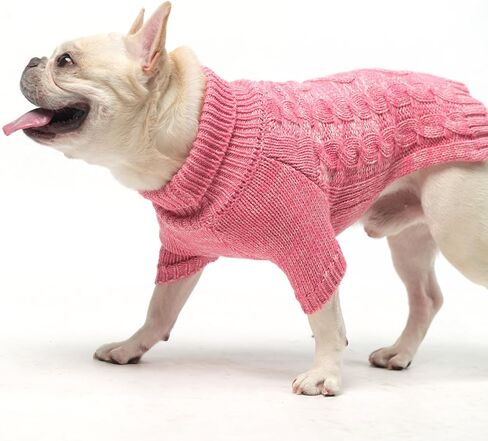 KOOLTAIL Thermal Knitted Dog Sweater for Small Medium Large Dogs, Turtleneck Cable Knit Doggy Winter Coat Warm Clothes Sweatshirt Outfits for Cold Weather,Pullover Pet Jumper for Puppy Cats Navy XL in Kuwait