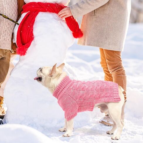 KOOLTAIL Thermal Knitted Dog Sweater for Small Medium Large Dogs, Turtleneck Cable Knit Doggy Winter Coat Warm Clothes Sweatshirt Outfits for Cold Weather,Pullover Pet Jumper for Puppy Cats Navy XL in Kuwait