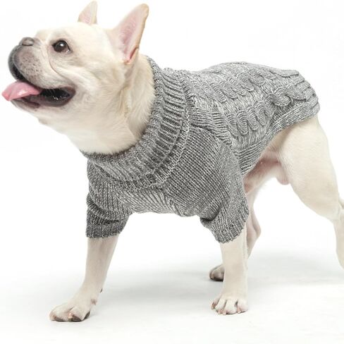 KOOLTAIL Thermal Knitted Dog Sweater for Small Medium Large Dogs, Turtleneck Cable Knit Doggy Winter Coat Warm Clothes Sweatshirt Outfits for Cold Weather, Pullover Pet Jumper for Puppy Cats Blue SM in Kuwait