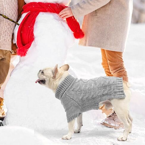 KOOLTAIL Thermal Knitted Dog Sweater for Small Medium Large Dogs, Turtleneck Cable Knit Doggy Winter Coat Warm Clothes Sweatshirt Outfits for Cold Weather, Pullover Pet Jumper for Puppy Cats Blue SM in Kuwait