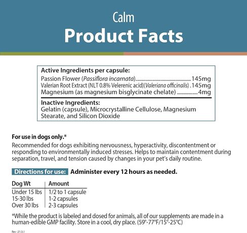 JustFoodForDogs Calm، مكمل مهدئ للكلاب للتوتر والقلق والسفر والعواصف الرعدية وفرط النشاط والألعاب النارية - 90 قطعة in Kuwait