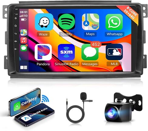 8 Core 2+64G Android Car Radio Car Stereo for Mercedes Benz Smart Fortwo 2005-2010 مع Carplay اللاسلكي Android Auto، شاشة لمس 9 بوصات مرآة رابط WiFi GPS Bluetooth FM RDS DSP كاميرا احتياطية SWC in Saudi Arabia