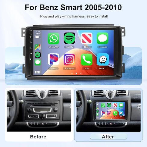 8 Core 2+64G Android Car Radio Car Stereo for Mercedes Benz Smart Fortwo 2005-2010 مع Carplay اللاسلكي Android Auto، شاشة لمس 9 بوصات مرآة رابط WiFi GPS Bluetooth FM RDS DSP كاميرا احتياطية SWC in Saudi Arabia