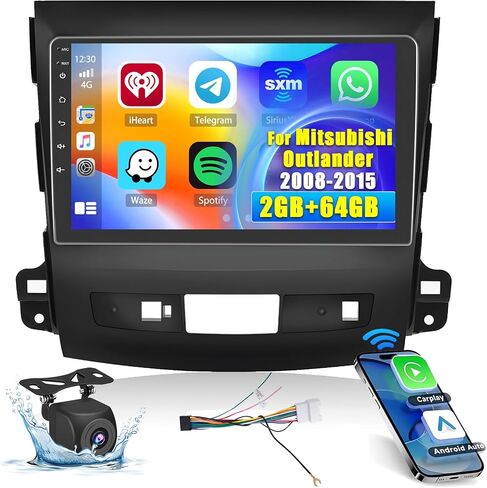 Hikity Android Car Stereo for Mitsubishi Outlander 2008-2015 Radio 2+64GB 9 بوصة تعمل باللمس راديو السيارة اللاسلكي Carplay Android Auto Support GPS Navigation WiFi Bluetooth FM EQ كاميرا احتياطية in Saudi Arabia