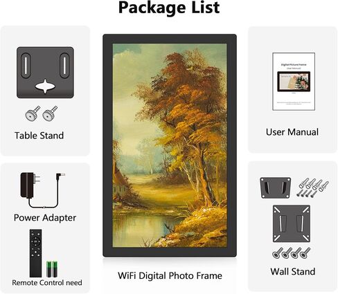 إطار صورة رقمي BIGASUO بدقة 1280 × 800، شاشة لمس بإطار صور سحابي ذكي واي فاي مقاس 10.1 بوصة، ذاكرة مدمجة سعة 16 جيجابايت، تدوير تلقائي، عرض شرائح، مشاركة الصور ومقاطع الفيديو على الفور عبر تطبيق Uhale in Kuwait
