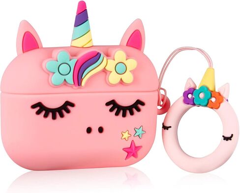حافظة Mulafnxal لـ Airpod Pro 2019/Pro 2 Gen 2022، غطاء القرون الهوائية من السيليكون الكرتوني اللطيف، مجموعات سلسلة مفاتيح ثلاثية الأبعاد مرحة وفريدة من نوعها رائعة وحافظات جلدية ناعمة للأطفال والأولاد والبنات لـ Airpods Pro (زهرة) in Kuwait