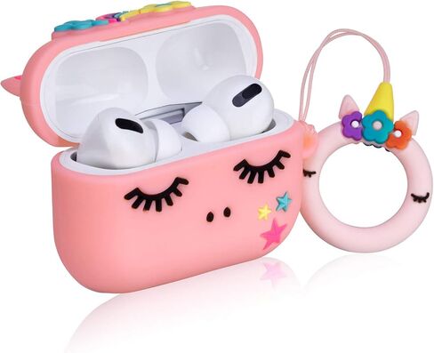 حافظة Mulafnxal لـ Airpod Pro 2019/Pro 2 Gen 2022، غطاء القرون الهوائية من السيليكون الكرتوني اللطيف، مجموعات سلسلة مفاتيح ثلاثية الأبعاد مرحة وفريدة من نوعها رائعة وحافظات جلدية ناعمة للأطفال والأولاد والبنات لـ Airpods Pro (زهرة) in Kuwait