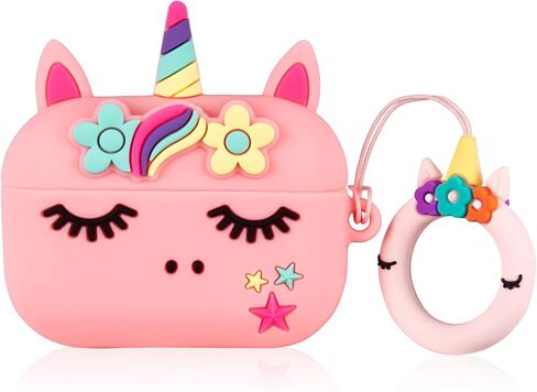 حافظة Mulafnxal لـ Airpod Pro 2019/Pro 2 Gen 2022، غطاء القرون الهوائية من السيليكون الكرتوني اللطيف، مجموعات سلسلة مفاتيح ثلاثية الأبعاد مرحة وفريدة من نوعها رائعة وحافظات جلدية ناعمة للأطفال والأولاد والبنات لـ Airpods Pro (زهرة) in Kuwait