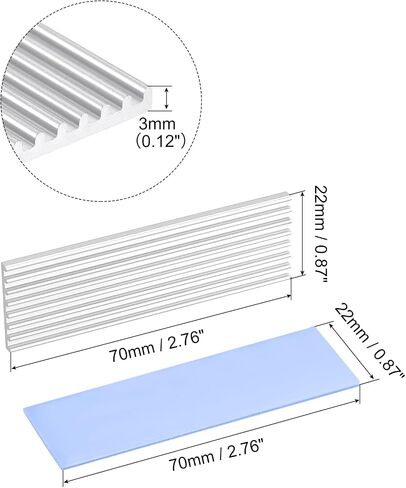 MECCANIXITY 1 Pack M.2 2280 Nvme SSD Heatsink Cooler Alloy الألومنيوم بالوعة الحرارة مع تركيب مسامير مفك البراغي، 1 مم، 1.5 مم وسادة حرارية، للكمبيوتر المحمول، لون فضي in Saudi Arabia
