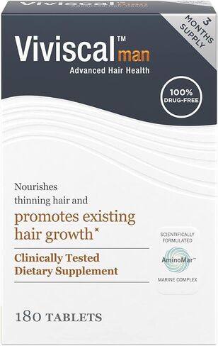 Viviscal Men's Hair Growth Supplements for Thicker, Fuller Hair Clinically Proven with Proprietary Collagen Complex 180 Tablets - 3 Month Supply in Saudi Arabia