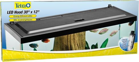 غطاء محرك السيارة Tetra LED مقاس 19.3125 بوصة × 9.375 بوصة × 2.5 بوصة، غطاء حوض السمك منخفض المستوى مع إضاءة مخفية، بلاستيك in Kuwait