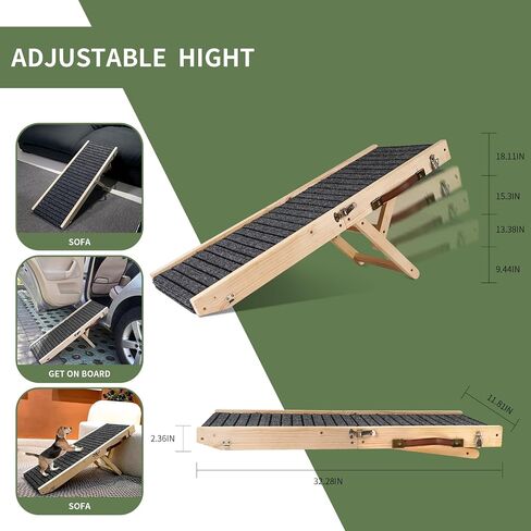 Wooden Dog Stairs, Pet Stairs for All Dogs and Cats Portable Dog Cat Ladder Up to 150 lbs,Adjustable Height Foldable Pet Stairs with Non-Slip Pads Dog Steps for High Bed,Sofa,Windowsill and Car in Saudi Arabia