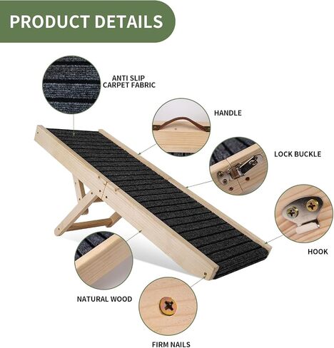 Wooden Dog Stairs, Pet Stairs for All Dogs and Cats Portable Dog Cat Ladder Up to 150 lbs,Adjustable Height Foldable Pet Stairs with Non-Slip Pads Dog Steps for High Bed,Sofa,Windowsill and Car in Saudi Arabia