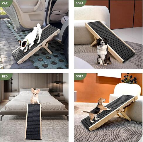 Wooden Dog Stairs, Pet Stairs for All Dogs and Cats Portable Dog Cat Ladder Up to 150 lbs,Adjustable Height Foldable Pet Stairs with Non-Slip Pads Dog Steps for High Bed,Sofa,Windowsill and Car in Saudi Arabia