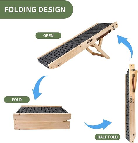 Wooden Dog Stairs, Pet Stairs for All Dogs and Cats Portable Dog Cat Ladder Up to 150 lbs,Adjustable Height Foldable Pet Stairs with Non-Slip Pads Dog Steps for High Bed,Sofa,Windowsill and Car in Saudi Arabia