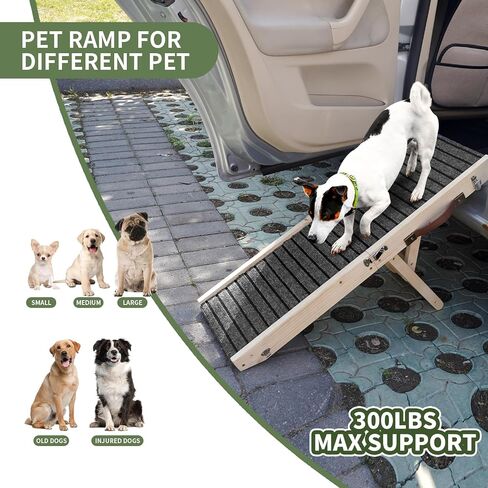 Wooden Dog Stairs, Pet Stairs for All Dogs and Cats Portable Dog Cat Ladder Up to 150 lbs,Adjustable Height Foldable Pet Stairs with Non-Slip Pads Dog Steps for High Bed,Sofa,Windowsill and Car in Saudi Arabia