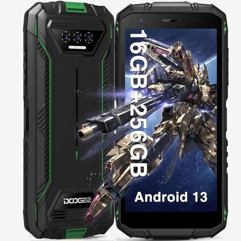 DOOGEE S41 MAX هواتف ذكية متينة، 16 جيجابايت + 256 جيجابايت/1 تيرابايت فتح الهواتف المحمولة، هاتف Android 13 القوي، بطارية 6300 مللي أمبير في الساعة، هاتف محمول متين 5.5 بوصة HD+، IP68/69K/شريحة اتصال 4G مزدوجة/معرف الوجه/OTG/NFC/GPS، أسود in Saudi Arabia