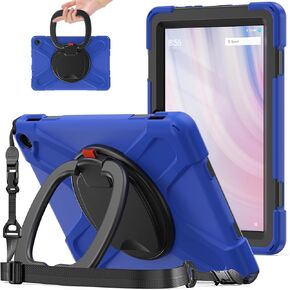 Heavy Duty Case for Fire HD 10 Tablet Case (13th Generation, 2023 Release), Shockproof Protective Rugged Case with 360 Rotating Stand,Carrying Shoulder Strap, Rainbow