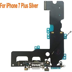 OEM Original Charging Port Dock Connector Flex Cable + Microphone + Cellular Antenna + Vibration Motor Connector Replacement Part Compatible for iPhone 7 Plus All Carriers (Light Gray)