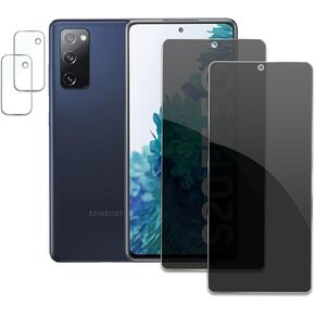 [2+2 Pack] Privacy Screen Protector for Samsung Galaxy S20FE 5G, Anti-Spy Shatterproof Tempered Glass with Camera Lens Tempered Glass 9H Hardness Bubble Free Anti-Glare Case Friendly