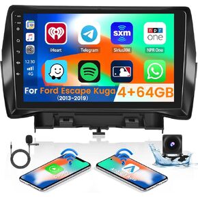 2+64G Android 13 Car Stereo Radio for Ford Escape Kuga 2013-2019, 9'' HD Touch Screen CarPlay Android Auto, AHD Backup Camera, Mirror Link, GPS, WiFi, FM RDS