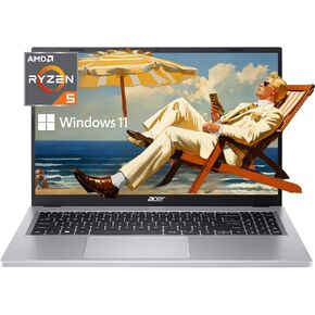 acer Aspire Laptop, 15.6"" FHD (1920 x 1080) Display, AMD Ryzen 5 7520U Quad-core Processor, 16GB RAM | 1TB PCIe SSD, AMD Radeon Graphics, Long Battery Life, Bluetooth, Windows 11 Pro, Silver