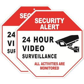تنبيه أمني - لافتة مراقبة فيديو على مدار 24 ساعة - 10 بوصة × 10 بوصة يتم مراقبة جميع الأنشطة - لافتات معدنية تحذيرية أمنية للمنزل والعمل وكاميرا CCTV الأمنية والاستخدام الداخلي والخارجي (أزرق) in Kuwait